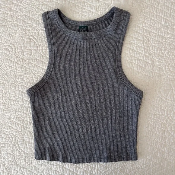 Wild Fable High Neck Cropped Racerback Gray Tank Top Women’s XS - Picture 2 of 7